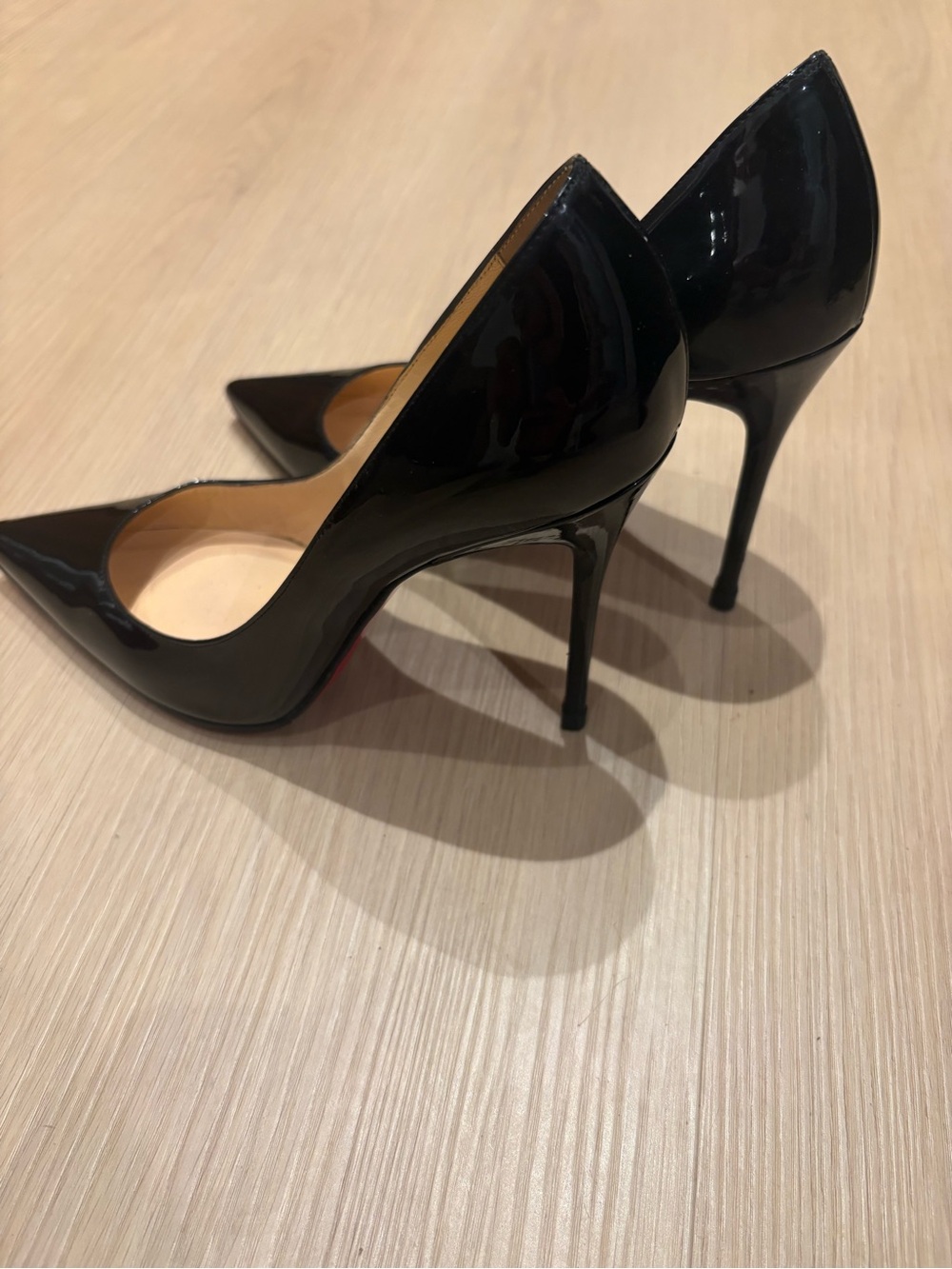 Christian Louboutin Black Patent Leather Pointed Stiletto with Red Sole - Picture 12 of 12